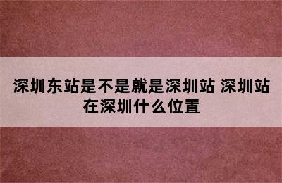 深圳东站是不是就是深圳站 深圳站在深圳什么位置